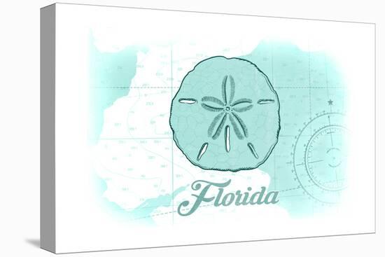 Florida - Sand Dollar - Teal - Coastal Icon-Lantern Press-Stretched Canvas