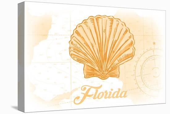 Florida - Scallop Shell - Yellow - Coastal Icon-Lantern Press-Stretched Canvas