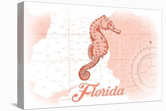 Florida - Seahorse - Coral - Coastal Icon-Lantern Press-Stretched Canvas