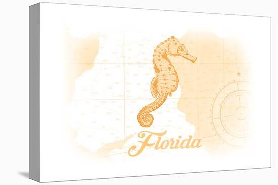 Florida - Seahorse - Yellow - Coastal Icon-Lantern Press-Stretched Canvas