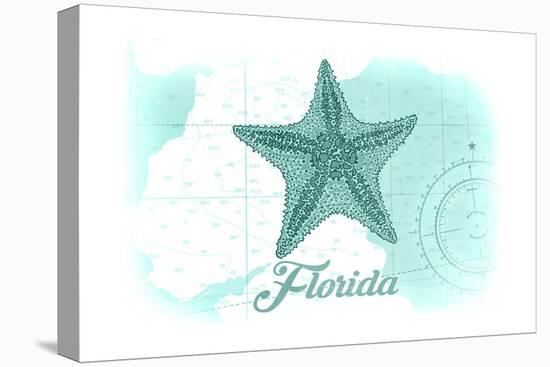 Florida - Starfish - Teal - Coastal Icon-Lantern Press-Stretched Canvas