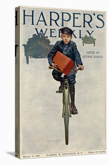 Florist's Delivery Boy on a Bicycle, Harper's Weekly Cover for March 11, 1911-null-Premier Image Canvas