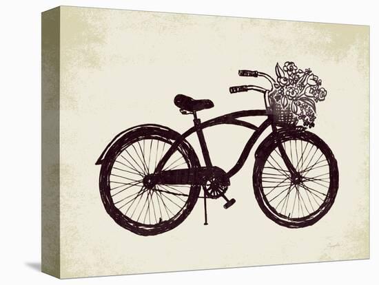 Flower Basket Bike-Evangeline Taylor-Stretched Canvas