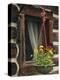 Flower Basket Outside Window of Log Cabin, Fort Boonesborough, Kentucky, USA-Dennis Flaherty-Premier Image Canvas