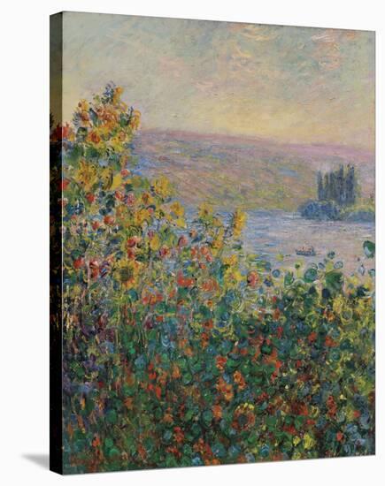 Flower Beds at Vetheuil, 1881-Claude Monet-Stretched Canvas