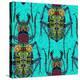 Flower Beetle Turquoise-Sharon Turner-Stretched Canvas