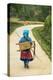 Flower Hmong Woman Walking Along Road, Nr Bac Ha, Nr Sapa, N. Vietnam-Peter Adams-Premier Image Canvas