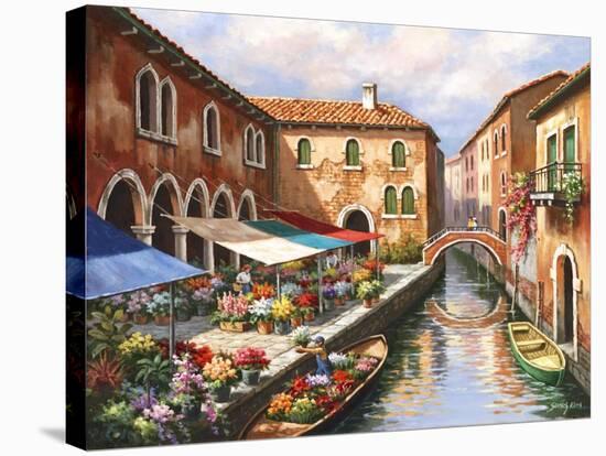 Flower Market on the Canal-Sung Kim-Stretched Canvas