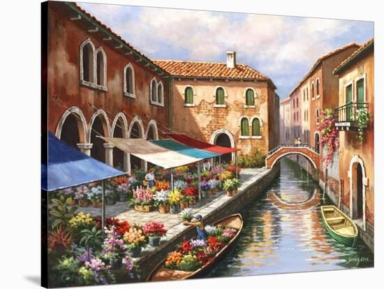 Flower Market on the Canal-Sung Kim-Stretched Canvas