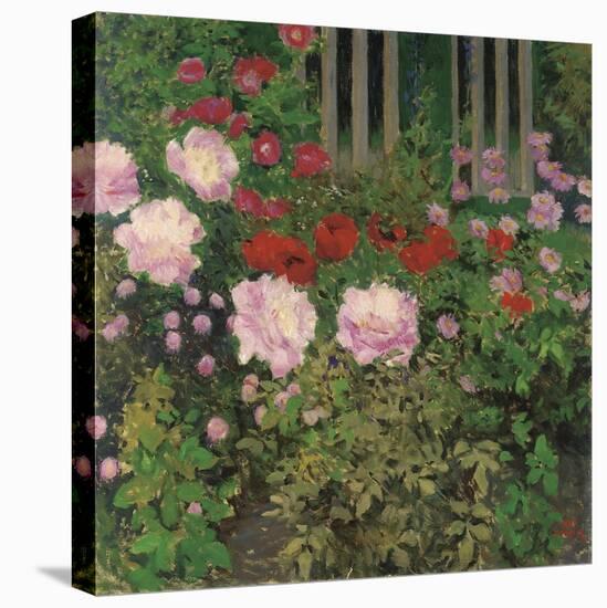 Flowers and Garden Fence; Bluhende Blumen Am Gartenzaun-Kolo Moser-Premier Image Canvas