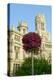 Flowers and Madrid Post Office, Madrid, Spain-null-Premier Image Canvas