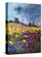 Flowers and old chapel-Pol Ledent-Stretched Canvas