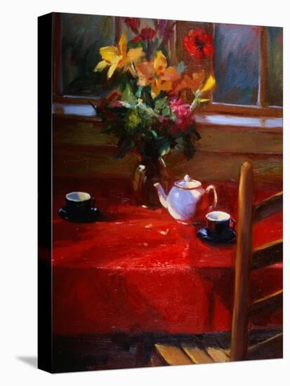 Flowers and Teapot on Red-Pam Ingalls-Premier Image Canvas