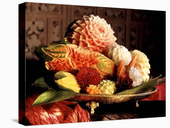 Flowers Carved from Fruit and Vegetables in a Bowl-Eising Studio Food Photo and Video-Premier Image Canvas