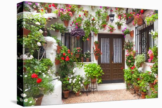 Flowers Decoration of Vintage Courtyard, Typical House in Cordoba - Spain, European Travel-Taiga-Premier Image Canvas