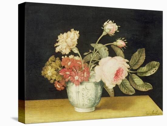 Flowers in a Delft Jar (Oil on Panel)-Alexander Marshal-Premier Image Canvas