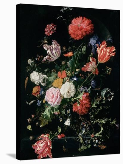 Flowers in a Glass Vase, C.1660-Jan Davidsz de Heem-Premier Image Canvas