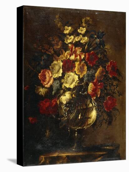Flowers in a Glass Vase on a Rock-Juan de Arellano-Premier Image Canvas