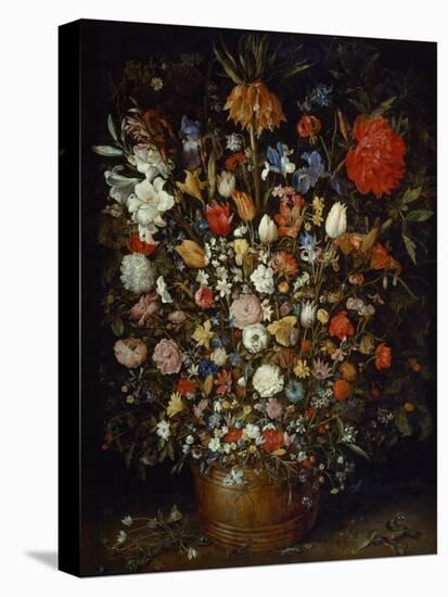 Flowers in a Wooden Vessel, Ca 1606-Jan Brueghel the Elder-Premier Image Canvas