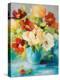 Flowers in Teal Vase 1-Lanie Loreth-Stretched Canvas