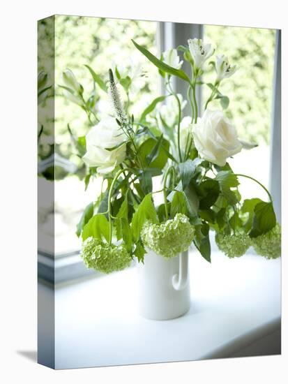 Flowers on Windowsill, Cottage Interior, UK-Stuart Cox-Stretched Canvas