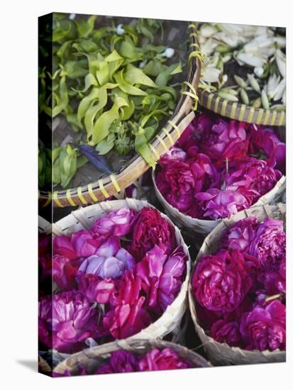 Flowers Prepared for Offerings, Yogyakarta, Java, Indonesia-Ian Trower-Premier Image Canvas