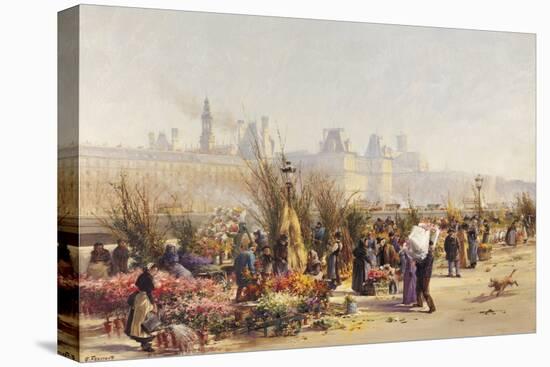 Flowers Sellers on the Banks of the Seine-Gustave Fraipont-Premier Image Canvas