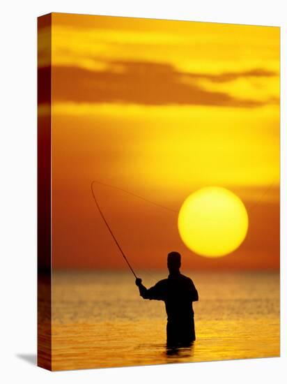 Fly Fisherman in the Florida Keys, Florida, USA-null-Premier Image Canvas