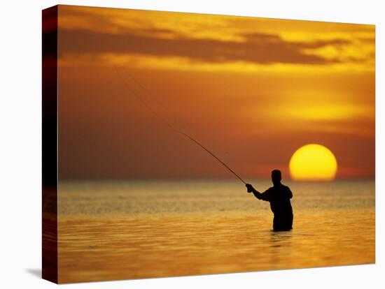 Fly Fisherman in the Florida Keys, Florida, USA-null-Premier Image Canvas