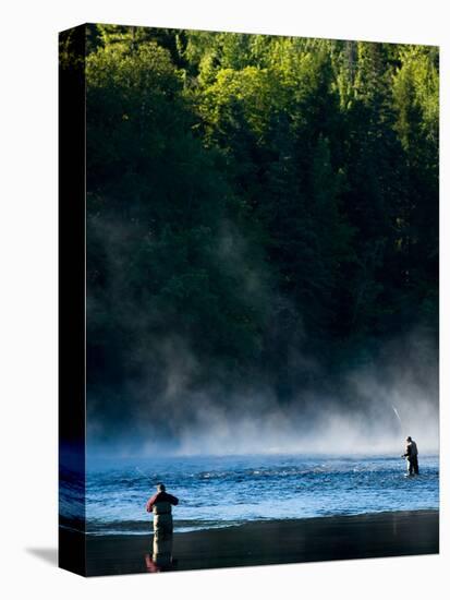 Fly-Fishing in Early Morning Mist on the Androscoggin River, Errol, New Hampshire, USA-Jerry & Marcy Monkman-Premier Image Canvas