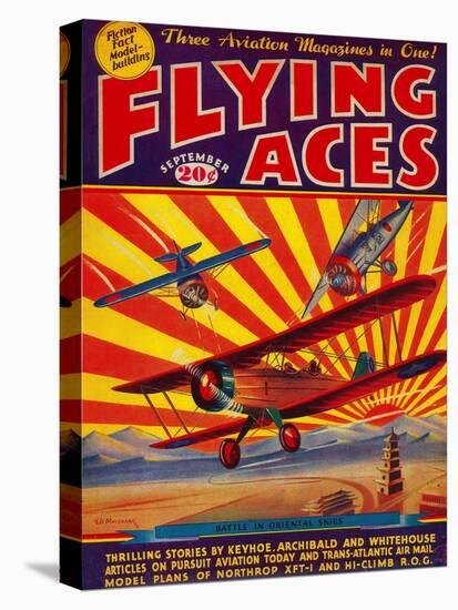 Flying Aces Magazine Cover-Lantern Press-Stretched Canvas