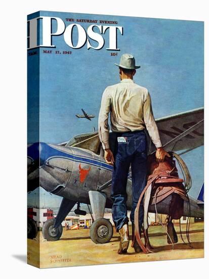 "Flying Cowboy," Saturday Evening Post Cover, May 17, 1947-Mead Schaeffer-Premier Image Canvas