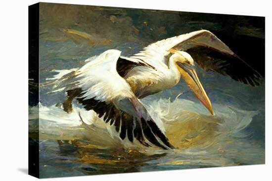 Flying Pelican-Vivienne Dupont-Stretched Canvas