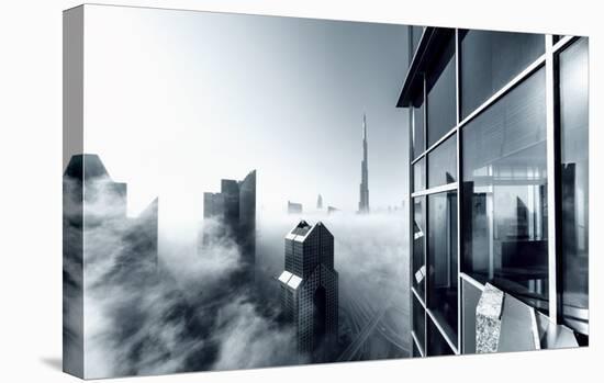 Foggy City-null-Stretched Canvas