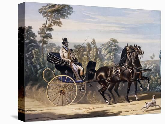 Folding Top Carriage Pulled by Two Horses-null-Premier Image Canvas