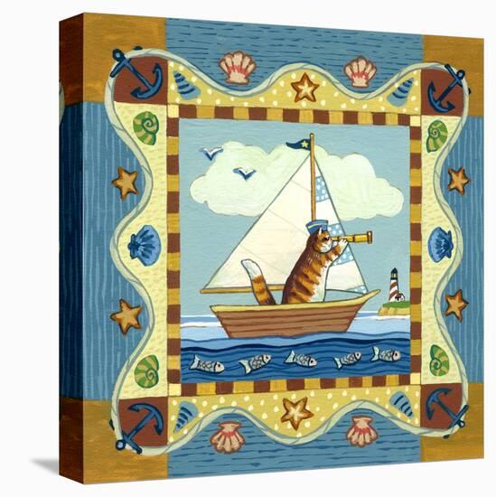 Folk Art Cat Sailing-Geraldine Aikman-Premier Image Canvas