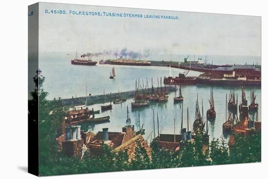'Folkestone: Turbine Steamer Leaving Harbour, late 19th-early 20th century-Unknown-Premier Image Canvas