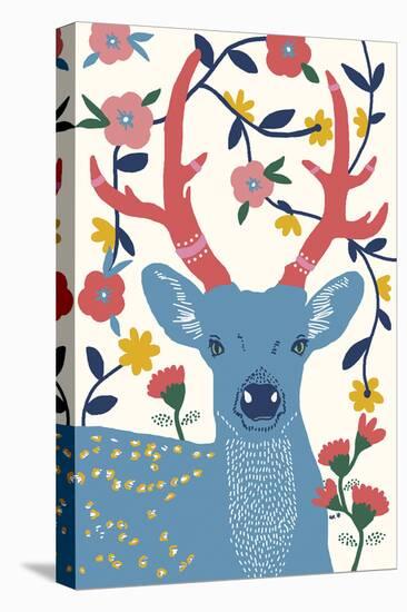 Folklore Deer-Emilie Ramon-Stretched Canvas