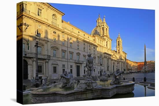 Fontana del Nettuno and Fontana dei Quattro Fiumi in Piazza Navona, Rome, Lazio, Italy, Europe-Hans-Peter Merten-Premier Image Canvas