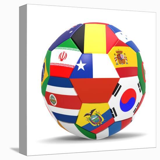 Football and Flags Representing All Countries Participating in Football World Cup in Brazil in 2014-paul prescott-Stretched Canvas