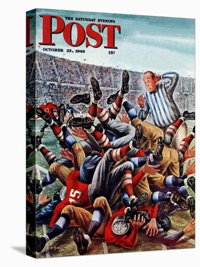 "Football Pile-up," Saturday Evening Post Cover, October 23, 1948-Constantin Alajalov-Premier Image Canvas