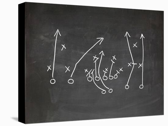 Football Play Strategy Drawn Out On A Chalk Board-Phase4Photography-Stretched Canvas