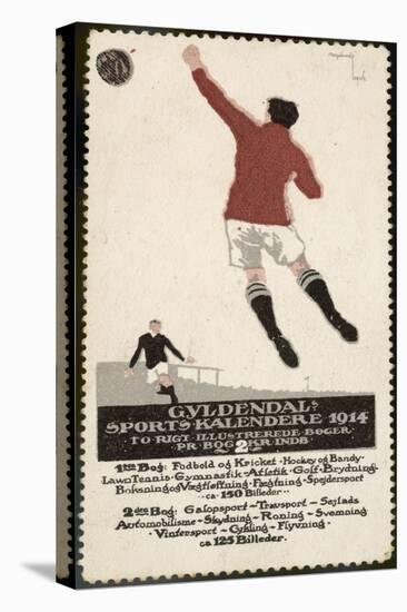 Footballer Leaps for the Ball on a Poster for a Norwegian Sports Calendar-null-Premier Image Canvas