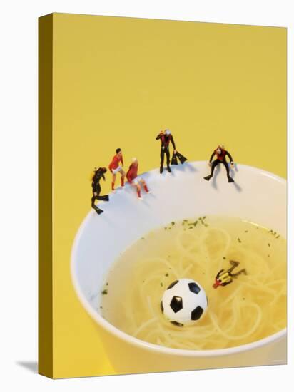 Footballers Looking for Ball in Noodle Soup Pond-Martina Schindler-Premier Image Canvas