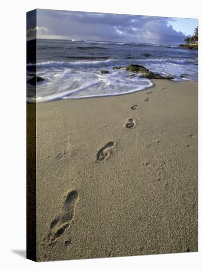 Footprints in the Sand, Turtle Bay Resort Beach, Northshore, Oahu, Hawaii, USA-Darrell Gulin-Premier Image Canvas