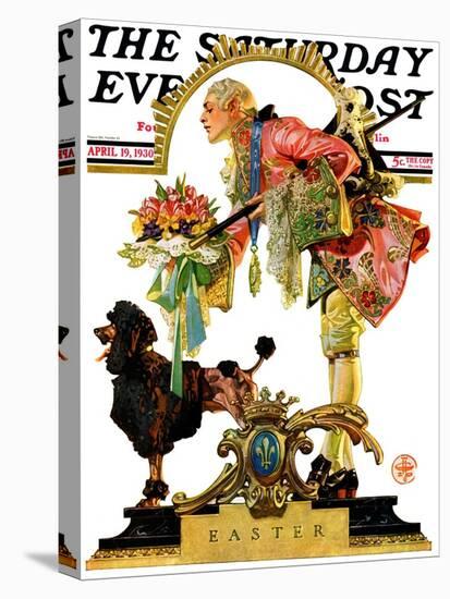 "Fop, Dog, and Flowers," Saturday Evening Post Cover, April 19, 1930-Joseph Christian Leyendecker-Premier Image Canvas