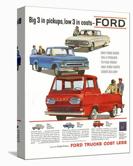 Ford 1961 Big 3 in Pickups-null-Stretched Canvas