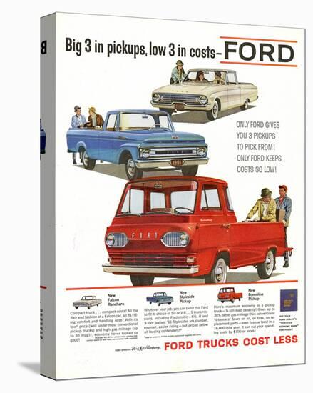 Ford 1961 Big 3 in Pickups-null-Stretched Canvas