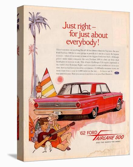 Ford 1962 Fairlane 500 - Beach-null-Stretched Canvas