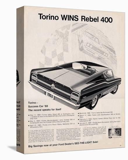 Ford 1968 Torino Wins Rebel400-null-Stretched Canvas